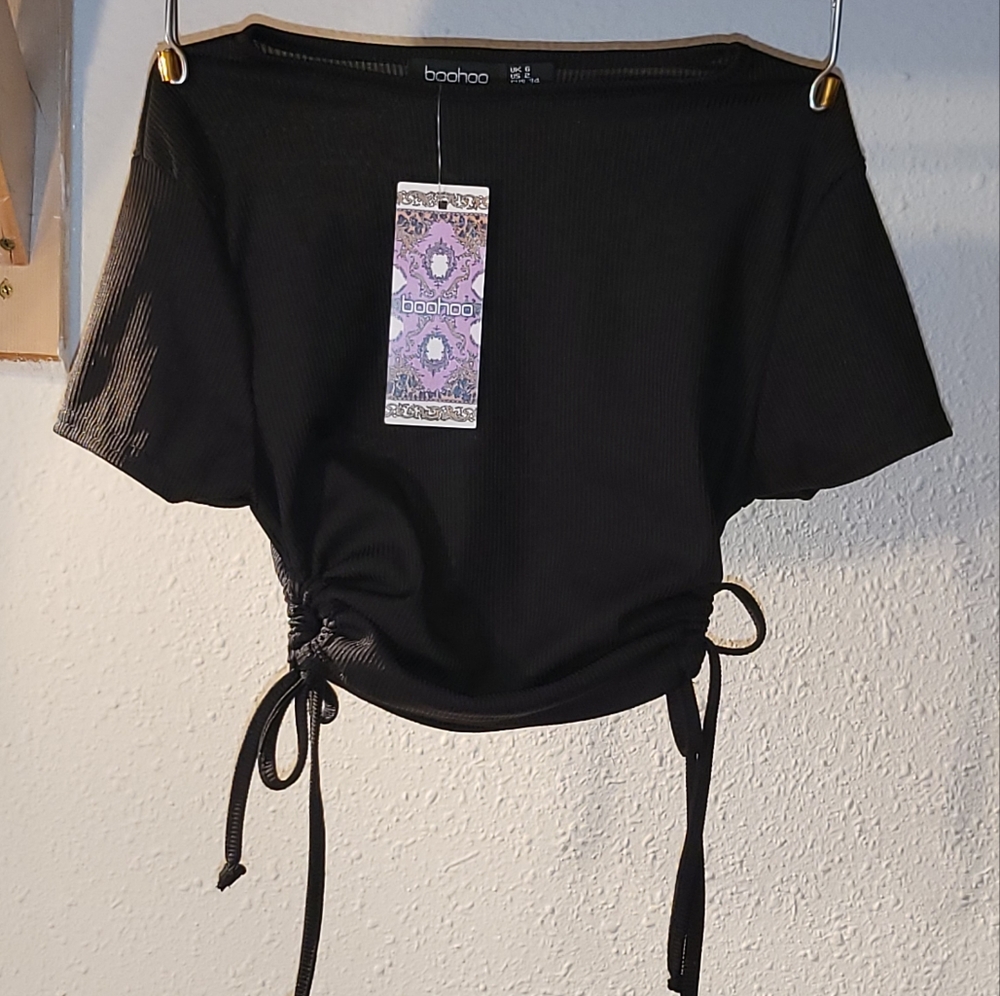 Boohoo detail rib crop top sz. 6
